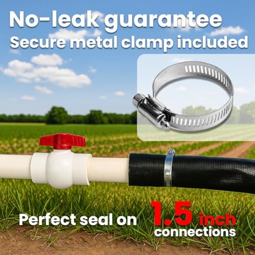 XtremepowerUS Backwash Hose Extra Heavy-Duty Pool Drain Hose 1.5" x 100 ft – 47 MIL Thickness Drain Hose with Clamp for Filter Pump or Sump Discharge