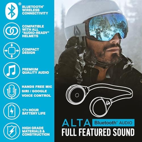 Wildhorn Alta Wireless Bluetooth, Drop-in Headphones - HD Speakers Compatible Any Audio Ready Ski/Snowboard Helmet Headphones. Glove Friendly Controls, Microphone for Hands-Free Calls