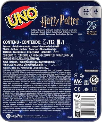 Movie-Themed Deck & Special Sorting Hat Rule for Kids, Teens & Family Game Night for 2-10 Players Mattel Games UNO Harry Potter Card Game with Storage Tin, Ages 7+ B07KSHBB36