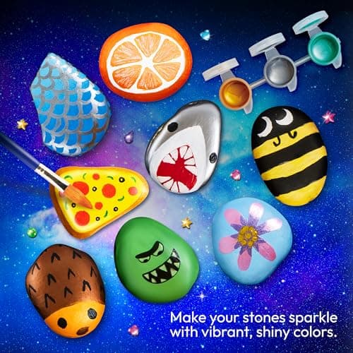JOYIN Rock Painting Kit- Glow in The Dark Rock Kit, Arts and Crafts for Kids Ages 6-12, Art Supplies Toy, Kids Craft Paint Kits, Arts & Crafts for Boys Girls Birthday Party Gift Toy