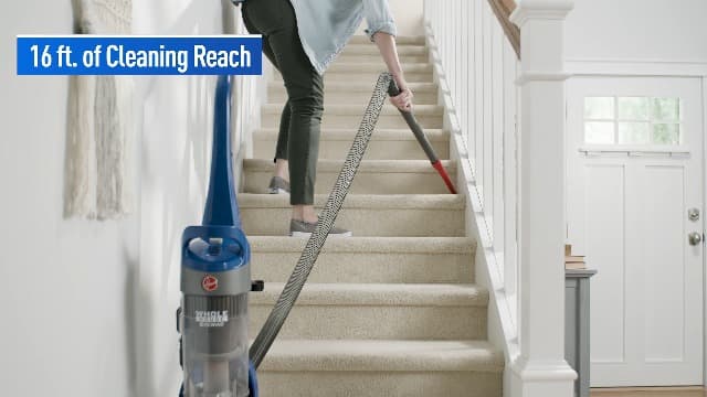 Hoover WindTunnel 2 Whole House Rewind Bagless Vacuum Cleaner, Corded Upright Vac, HEPA Media Filtration, Blocks Allergens and Absorbs Odors, Corded Vacuum Cleaners for Home Use