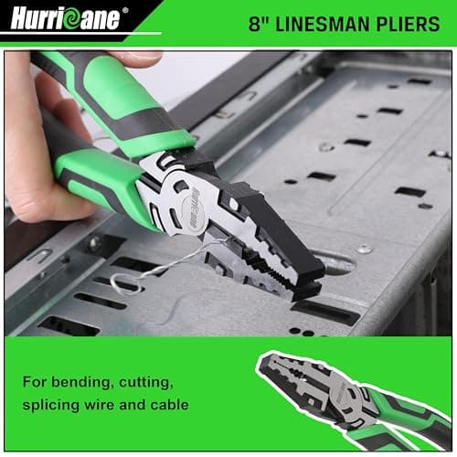 HURRICANE 3-Piece Pliers Set - Heavy-Duty with 8-Inch Linesman, Needle Nose Pliers and 6-Inch Diagonal Cutters for Basic Repair