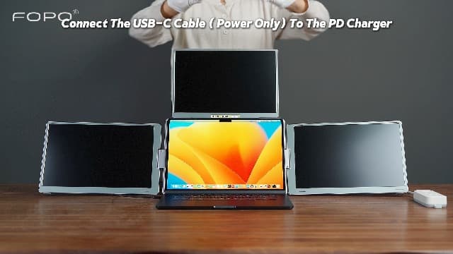 16" Laptop Screen Extender Monitor Portable, Quad Monitor, Just 1 Cable for 3 Screens, FHD 1200P IPS Laptop Extender Compatible with Wins/Mac for 13.6" - 18.5" Laptops