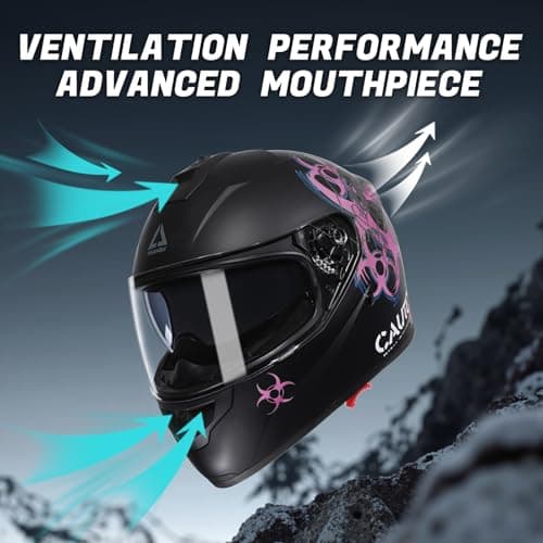 TRIANGLE Full Face Motorcycle Helmet Dual Visor Helmets for Adult Men and Women with Smoked Sunshield DOT Approved