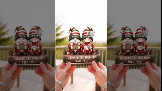 Personalized Growing Old Together Christmas Wooden Plaque, Custom Couple Figurine Gift, Festive Holiday Home Decor, Romantic Keepsake for Husband Wife, Grandparents, Anniversary Christmas Gift