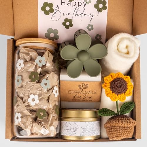 Birthday Gifts for Women, Self Care Gifts Baskets for Women, Care Package for Teen Girls, Her, Mom, Sister, Best Friend, Wife, Girlfriend, Coworker, Sending Sunshine Sunflower Gift Baskets
