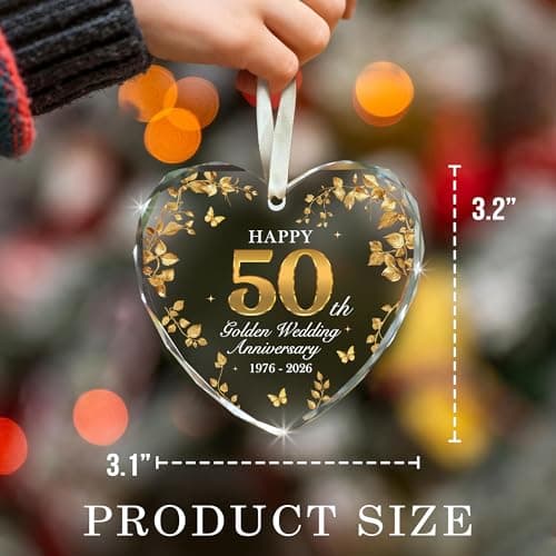 50th Wedding Anniversary Ornament 1976-2026, 50th Anniversary Marriage Gifts for Parents, 50 Year Anniversary Marriage Gifts for Couple, Golden Wedding Decorations, Golden Wedding Gift B0G8JPJD6V