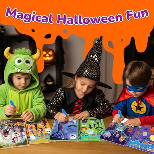Halloween Boo Basket Stuffers for Toddlers, 4 Pack Halloween Water Coloring Books for Kids, Halloween Activities for Kids, Halloween Crafts for Toddlers, Toddler Travel Essentials, Toddler Gift Toys