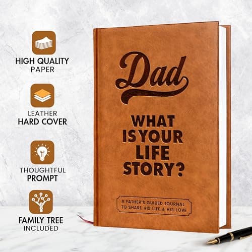 Gifts for Dad from Daughter, Son - Personalized Father's Day Gifts for dad, Husband, Men - Dads Birthday Gift Ideas, Birthday gifts for dads - Dad Story Book to Fill Out, Dads Guided Journal Life Story