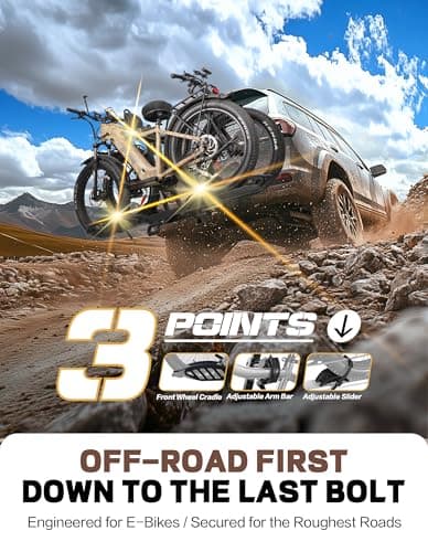 Bike Rack for Car Hitch Mount - Young Electric 2 Ebike Rack Heavy Duty Platform Carrier 200lb Capacity, Smart Tilting & One Hand Folding Bicycle Racks for SUV, Minivan, RV, Fits 5-Inch Fat Tires