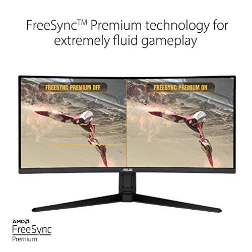 ASUS VG34VQL1B TUF 34 Inch Curved Gaming Monitor - WQHD (3440x1440), 165Hz, 1ms, Extreme Low Motion Blur, FreeSync Premium, Eye Care, Height Adjustable, DisplayHDR 400, DisplayPort, HDMI, USB