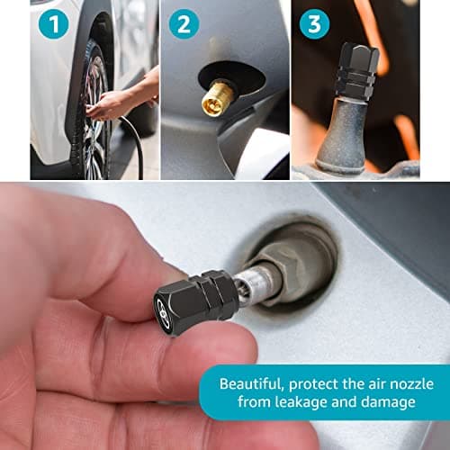 Tire Valve Caps, Valve Stem Caps Fit Toyota, Corolla, RAV4, Highlander, Alloy Car Tire Caps for Corrosion Resistant Leak-Proof Car Accessories, Black