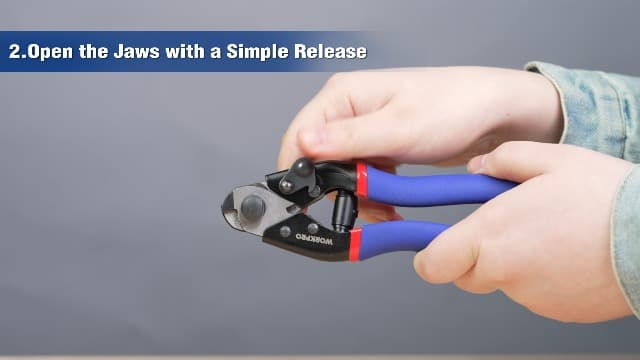 Chrome Vanadium Steel, Safety Lock, Non-Slip Handle for Hard Wire Ropes, Steel Wires and Aircraft Cables WORKPRO Cable Cutter, 7-1/2 Inch Heavy Duty Wire Rope Cutter B0B8MCVSZP