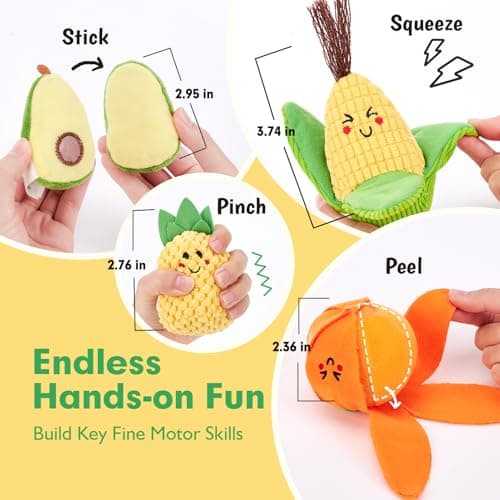 Color Sorting Play Food with Textures, Crinkle, Rattle, 6-12 Month Baby Toys 1 Year Old Boy Gifts One Year Old Girl Birthday hahaland Baby Sensory Toys Montessori Toys 1 Year Old Fruit Vegetable 16PCs B0DMVXR942