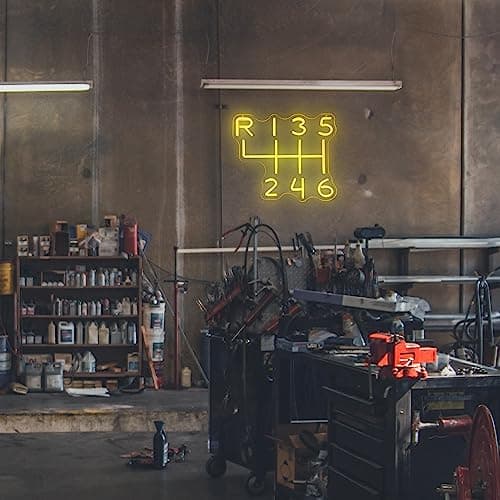 Car Gearbox Neon Sign, Neon Manual Gearbox Design Gifts for Dad, LED Garage Lamp Neon Lights for Wall Decor, Man Cave Garage Decor, USB Neon Sign for Auto Room Garage Repair Shop Gifts for Husband B0C9DNGD8P