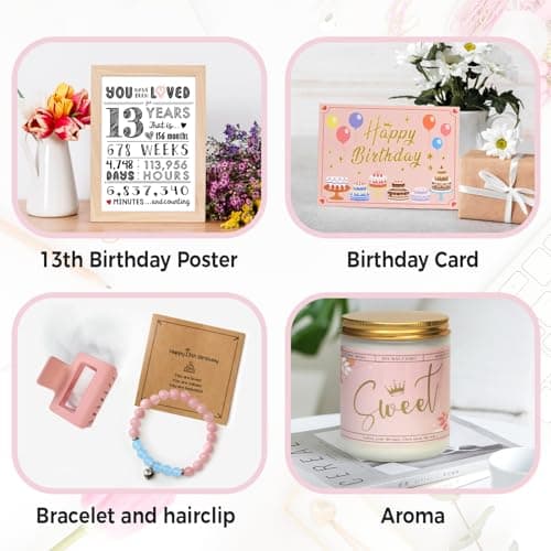 13th Birthday Gifts for Girls - 13 Year Old Girl Gifts Ideas for Offical Teenagers Girls - 13th Birthday Decorations Trendy Teen Girl Stuff - 11 Pieces Best Present for Daughter, Niece