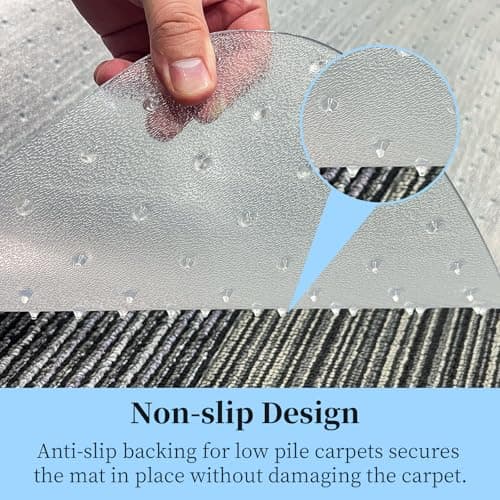 Tonaus Office Chair Mat for Carpet, 48"×36" Desk Chair Mat T-Shape Carpet Protector Mat for Office Chair, Transparent 2.2mm Thick T-Shape Floor Protection with Non-Slip Studded