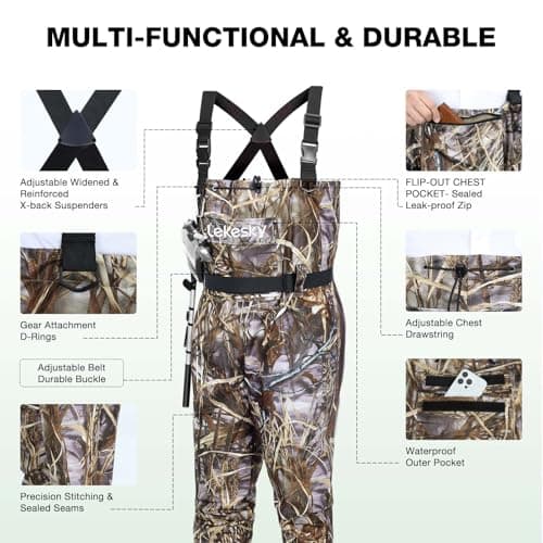 Lekesky Fishing Waders with Boot for Men Women - 2-Ply Nylon/PVC Waterproof Chest Waders for Fly Fishing,Duck Hunting