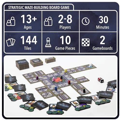 No Escape Board Game - Strategy Board Game for Adults, Family, Party - Unique Strategic Space Sabotage Traitor Maze Game with Tiles - Fun for Kids, Teenagers, Adults, 2 to 8 Players
