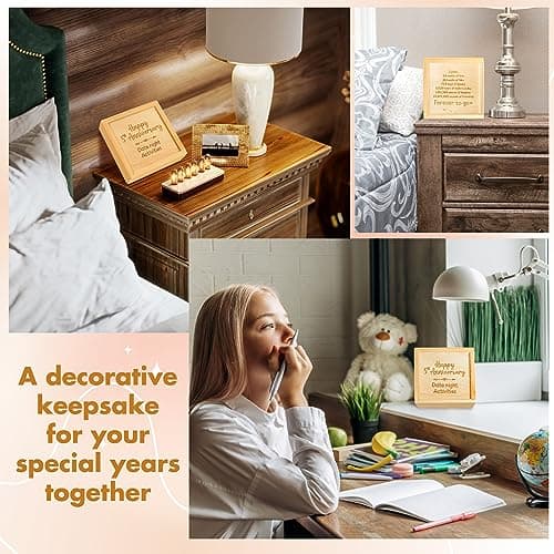 5 Year Anniversary Wooden Gifts for Him Her - 5th Anniversary Traditional Gifts for Wife Husband, 5 Year Marriage Gift for Couple, Fifth Wedding Present for Men