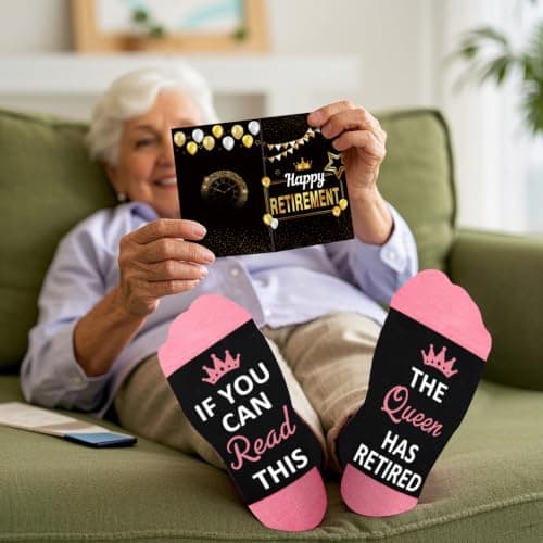 Juesly Retirement Gifts for Women, Funny Socks Retirement Gifts for Woman Box Ready for Present B0F128HDDQ