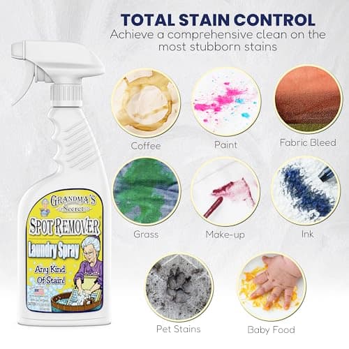Grandma's Secret Spot Remover Laundry Spray - Chlorine, Bleach and Toxin-Free for Clothes - Fabric Stain Remover Removes Oil, Paint, Blood and Pet Stains - 16 oz & 2 oz Combo, DuoPack