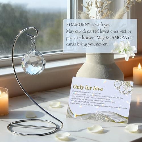 Memorial Gift with Stand, Unique Sympathy Idea for Loss of Family & Loved One, Tabletop Clear Crystal Rainbow Maker, Thoughtful Remembrance Bereavement Box