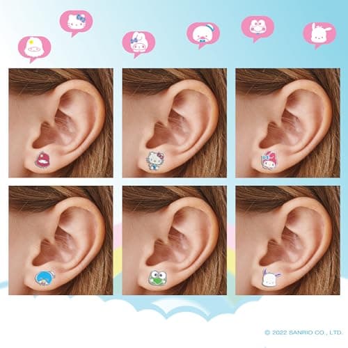 Sanrio Hello Kitty Stud Earrings Pack of 12 Pairs - Official License Hello Kitty and Friends Earrings