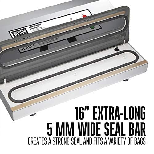 Weston Brands Vacuum Sealer Machine for Food Preservation & Sous Vide, Extra-Wide 5mm Bar for Sealing Bags up to 16" Wide, 935 Watts, Commercial Grade Pro 2300, Stainless Steel (65-0201)