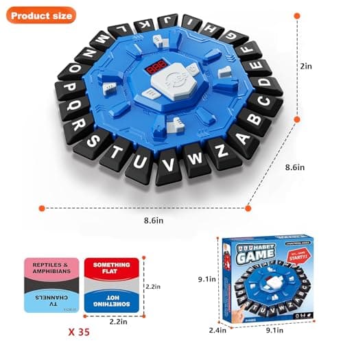 Word Game with LED Display, Alphabet Games, Fast-Paced Family Board Game for Learning Playing Game Gifts for Ages 3+ (Blue)