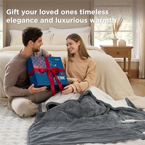 Bedsure Heated Blanket Throw Blanket - Fast Heating Electric Blanket, Soft Flannel Heated Throw with 4 Time Settings, 6 Heating Settings, Warm Gifts for Grandma Grandpa (50x60 inches, Dark Grey)
