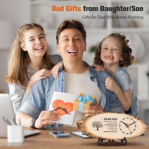 BeauGift Dad Gifts, Wooden Clock Gifts for Daddy from Daughter Son Kids, Dad Birthday Gift Idea for Papa Who Wants Nothing, Christmas from Child to My Dad