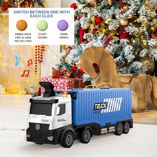 Carrier Truck Race Track Toddlers Toys, Foldable 3 Layer Track Playset, Toy Truck Transport Car Carrier & 8 Race Cars, Truck Car Kids Toys Xmas Gifts for Age 3 4 5 6+ Years Old Boys Girls