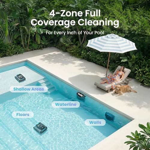 (2025 Upgrade) Aiper Scuba S1 Robotic Pool Cleaner, Wall & Waterline Cleaning, Double Filtration, Extended 180-Min Battery Life, Smart Navigation, App Support, OTA Upgrade