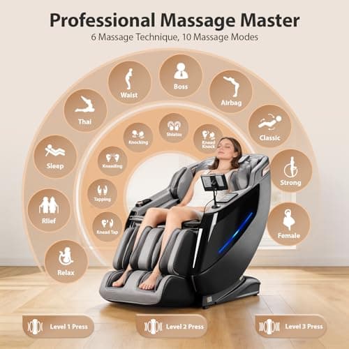 4D Massage Chair Full Body - 53.2" Ultra Long SL-Track Massage Chair Zero Gravity Massage Recliner with Foot Roller, 10 Modes 6 Technique, 32 Airbags, 3 Core Heating, AI Voice, Yoga Stretch