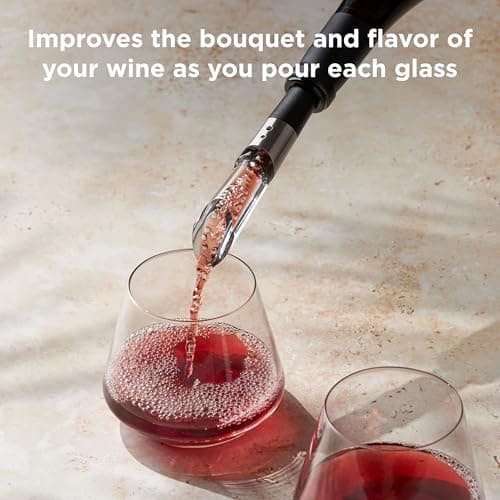 Rabbit W6127 Wine Aerator and Pourer, Clear and Stainless Steel Design, Easy to Use for Enhancing Wine Flavor and Smooth Pouring