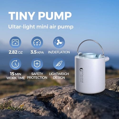 FLEXTAILGEAR Portable Air Pump for Inflatables, 2.82oz Classic Tiny Air Pump, Rechargeable Electric Air Pump to Inflate Deflate for Camping Gear Pool Floats Air Mattress Vacuum Storage Bags