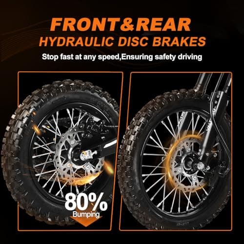 EM5 Electric Dirt Bike w/Light & Display, Off-Road Motorcycle 3400W 3 Speed Modes (Max 40MPH) 48V Range 53MI,14"/12" Tires,Dual Suspension & Hydraulic Brakes Fit Age 13+