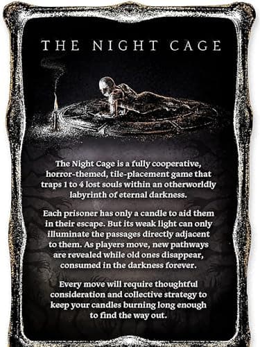 The Night Cage by Smirk and Dagger | Cooperative Candlelit Horror Strategy Game | Tile Laying Labyrinth Escape Adventure | for 1 to 5 Players | Ages 14+