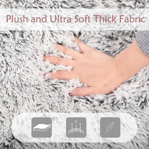 Plush Faux Fur Bean Bag Chairs, Memory Foam Filled Sofa Chair Shape Bean Bag for Adults/Teens/Kids, Ultra-Soft Lazy Sofa for Living Room Bedroom College Dorm, Grey