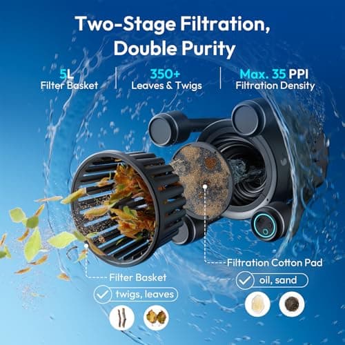 (2026 Upgrade) BUBLUE BuVortex V5 Pool Skimmer Robot,Pool Surface Skimmer Robot with App Control,5L Filter,Dual Cleaning Modes,AI Navigation,Ideal for In-Ground & Above-Ground Pools,Dark Gray