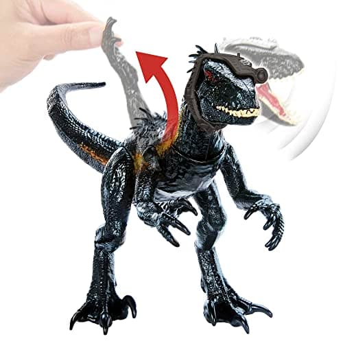 Mattel Jurassic World Dinosaur Figure Indoraptor Track N Attack with Tracking Gear & 3 Attack Features, Toy Gift with Physical & Digital Play
