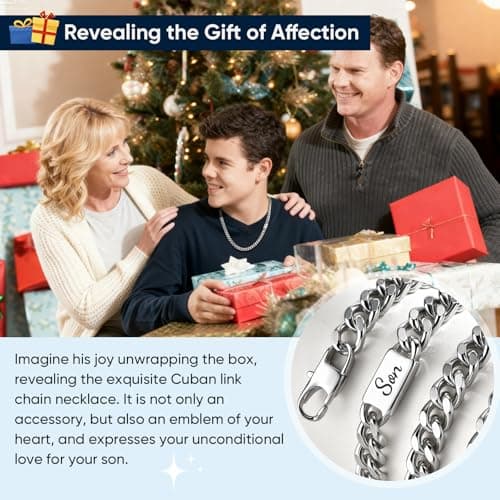 MEALGUET Stocking Stuffers 2025 Idea for Teen Boys Brother Son Grandson Love You Forever Engraved Stainless Steel Cuban Link Chain Necklace for Men Curb Chains Necklaces Jewelry Gift with Card