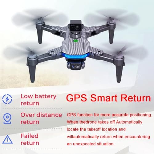 Lozenge Drones 360° Obstacle Avoidance Brushless Drones with Camera for Adults 4K GPS Smart Follow Auto Return Long Battery Life Quadcopter Big Size L900 HJ90 3 Battery Black Carbon Fiber Pattern