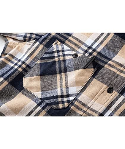 Big Tall, with Pocket, Adjustable Cuffs, Machine Wash, Business,Work, Office, Vacation, Graduation, Wedding, Party, Daily ZITY Men's Flannel Hoodie Shirts Casual Button Down Long Sleeve Plaid Shirt B0BB2JC2QX