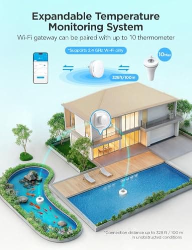 GoveeLife Smart Pool Thermometer Wireless App Easy Read, WiFi Digital Pool Thermometer Floating with IPX7 Waterproof, Notification Alert, Water Temperature Monitor for Hot Tub, Bath, Swimming, Pond