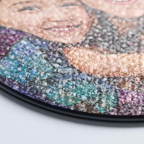 LOVELYPOD Personalized Grandma Stained Glass Sun Catcher, Photo Family Portrait Faux Window Hanging Ornament, Custom Photo Gift, Grandma Gifts, for Mom, Christmas Ornament