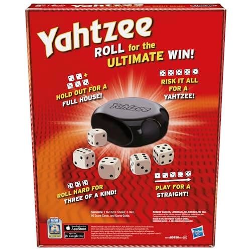 Hasbro Gaming Yahtzee Game, Fast-Playing Dice Games for Kids, Teens, and Adults, Strategy Games, Family Games for Kids, 2 or More Players, Ages 8 and Up
