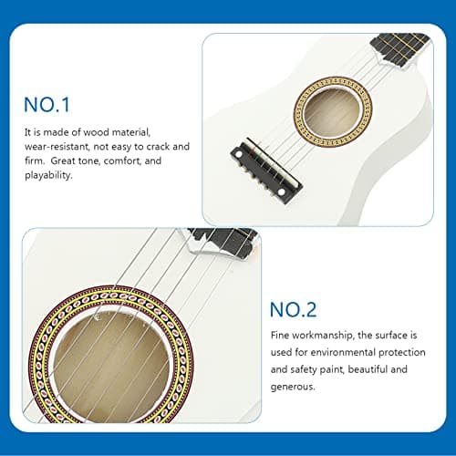 21 Inch Guitar Small Acoustic Guitar for Beginners 6- String Wooden Guitar White