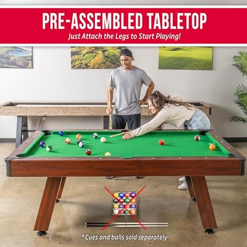 GoSports 7 and 8 ft Pool Tables with Wood Finish - Gray, Black, or Green Felt - Billiards Game Room Table for Adults & Family - Accessories Not Included